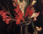 文森特 威廉 梵高 : 有红色唐菖蒲的花瓶